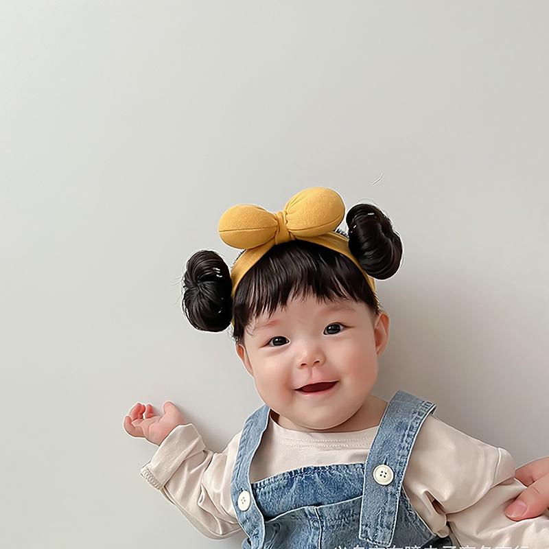 Hair Accessories Fashion Cute Cotton Bow Infant Baby Girl Hair Wig Hat Hairpiece Newborn Children Kids Girls Headbands Headwear