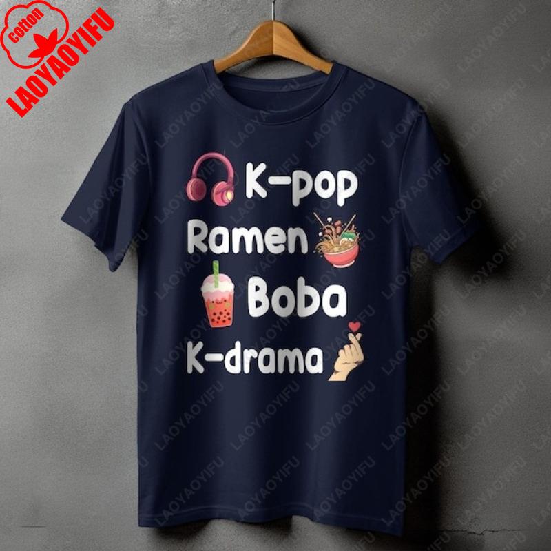 

Kpop RaUnisex Boba Kdrama TShirt Kpop Lover cotton Shirt Asian Culture Tees Cute Aesthetic Unisex TShirt K Drama Enthusiast Tee 4XL