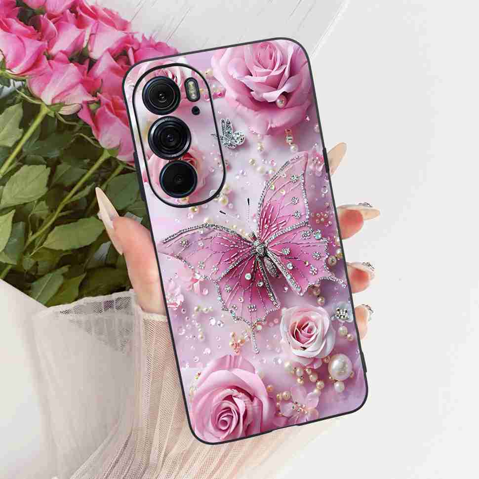 For Motorola Edge X30 5G Case Silicone TPU Black Cover For Motorola Edge X30 x30 XT2201-2 XT2201-6 Colorful Flowers Phone Casing