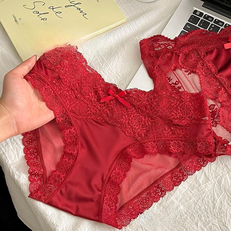 

Женские атласные кружевные бесшовные прозрачные сетчатые хлопковые трусики с низкой посадкой L