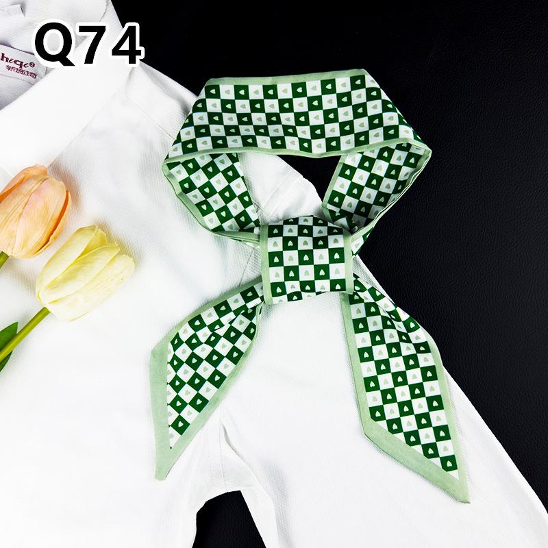 New Long Versatile Silk Scarf Tied Hair Band Bow Letter Floral Streamer Tied Bag Gift Small Silk Scarf
