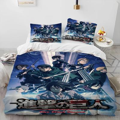 Anime Giapponese L'Attacco dei Giganti Set Copripiumino Copripiumino HD per Bambini Set Letto Biancheria da Letto Decorazione Camera da Letto