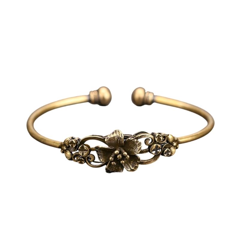 Handcrafted Floral Copper Bangle Comfortable Fit Floral Bracelet Fashion Jewelry For Casual Or Formal Outfits