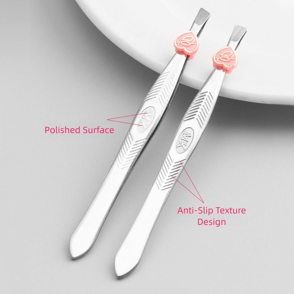 12PCS Straight Mouth/Diagonal Eyebrow Grooming Tweezers Hair Removal Tweezers  Makeup Tools
