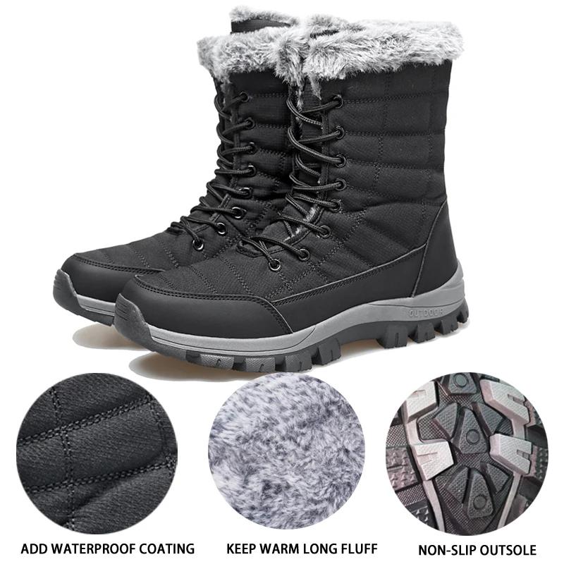 Men New Cotton Shoes Waterproof and Cold Proof Long Boots for Men Outdoor with Thick Velvet and Warmth Snow Boots