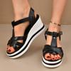 Fashion 2025 Summer Wedge High Heels Sandals Women Plus Size Woven Chunky Heeled Sandalias Mujer Comfortable Thick Platform Sandles 42