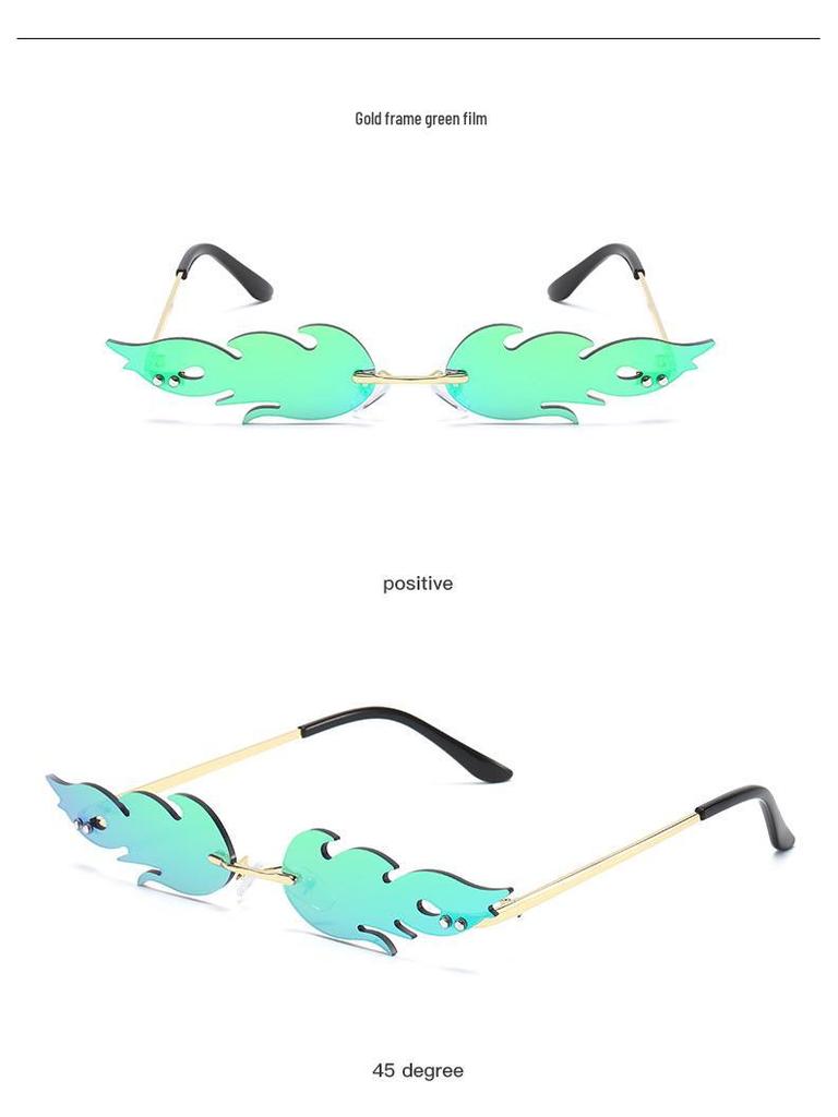 Flame Sunglasses: Dazzling Fireworks Colors, Silver Metal Frame - Perfect for Women's Parties and Bars