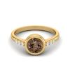1.02 Ctw Round Smoky Quartz 925 Sterling Silver Gold Vermeil Bezel Set Solitaire Wedding Ring