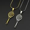 Mini Tennis Racket Pendant Necklace For Women Men Stainless Steel Gold Color Tennis Lover Gift Sweater Chain Sports Jewelry