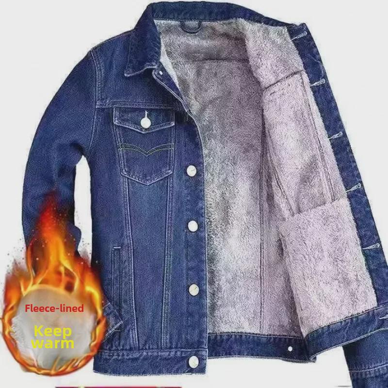 

Men s Thick Velvet-Lined Denim Jacket 3XL темно-синий