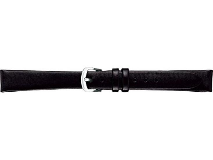 SEIKO Genuine Replacement Watch Strap, Cowhide Leather with Silk-Like Embossed Pattern, 12mm, Model R0161AL, Black, Women's