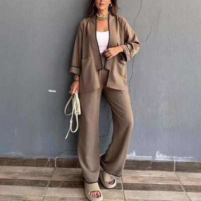2024 Women's Fashion Casual Cardigan & Wide-Leg Pants Set