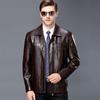 New thickened fur collar leather jacket velvet middle-aged and elderly with autumn and winter coat dad leather brand leather jacket men