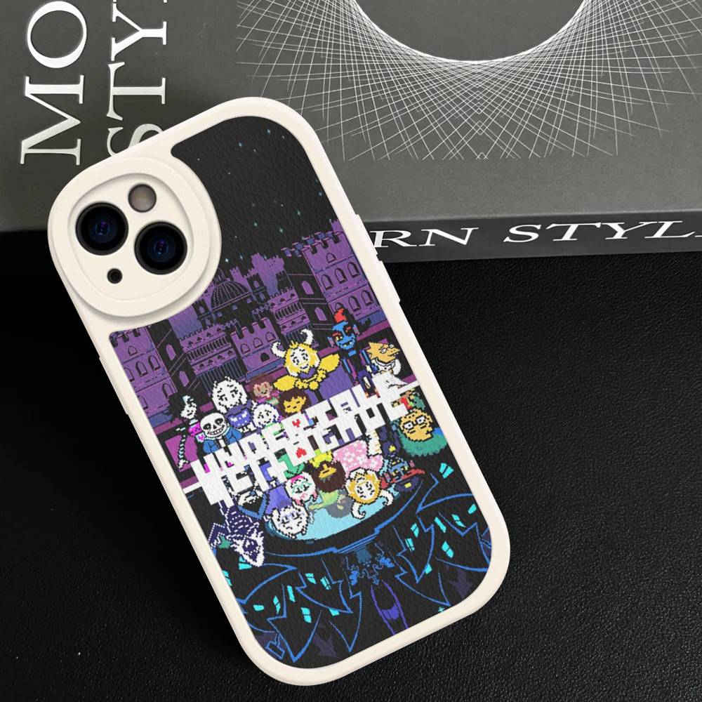 D-Deltarune Ralsei Leather Phone Case For iPhone 16 16e 15 14 13 12 11 Pro Max Plus Mini Cover