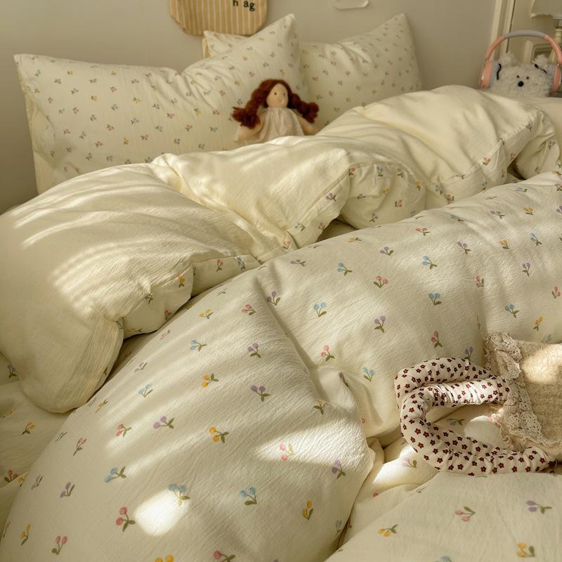 A-Typ Doppelgarn Vierteiliges Heimtextil Bettwäscheset Cartoon Bettlaken Bettbezug Studentenwohnheim Dreiteiliges Bettwäscheset