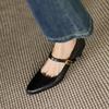 Krazing Pot Sheep Skin Summer Spring Autumn Winter Med Heels Women Round Toe Mary Janes Shallow Pumps