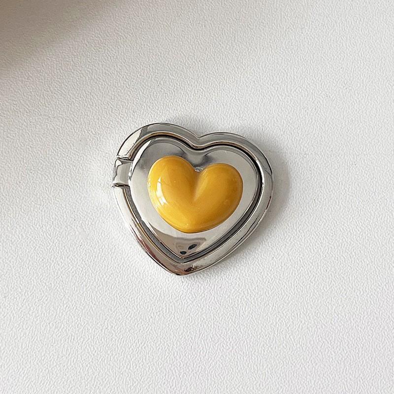 

Solid Color Electroplated Heart Phone Ring Butt Holder Adhesive Type Storage Desktop Support Stand Portable