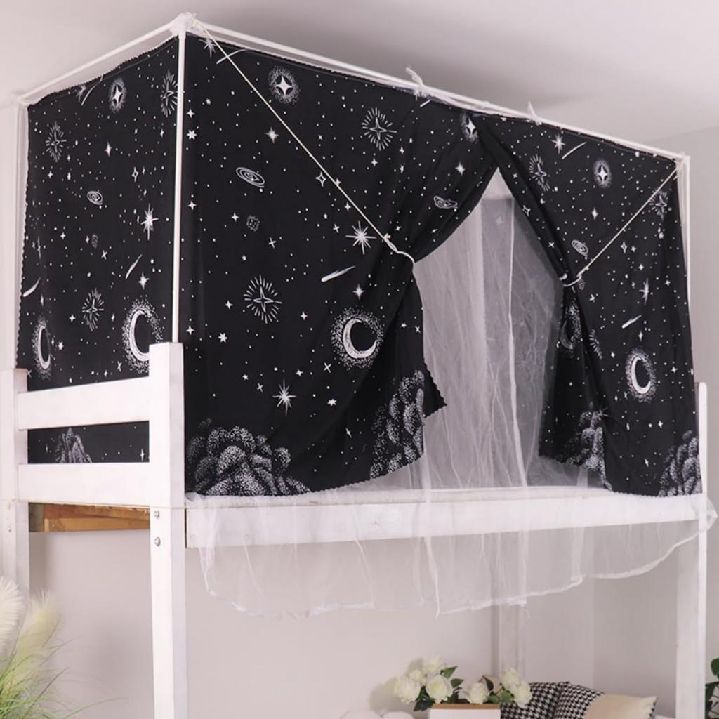 Dorm Bottom Bunk Bed Curtains Privacy Curtains 350g Dustproof Breathable Single Bed Blackout Curtains Panels Privacy Underbed Loft Bed Canopy Tent
