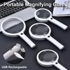 Handheld Magnifier 10/15/30X Rechargeable Illuminated Magnifying Glass with 3 Light Modes Portable Magnifier for Reading Repair