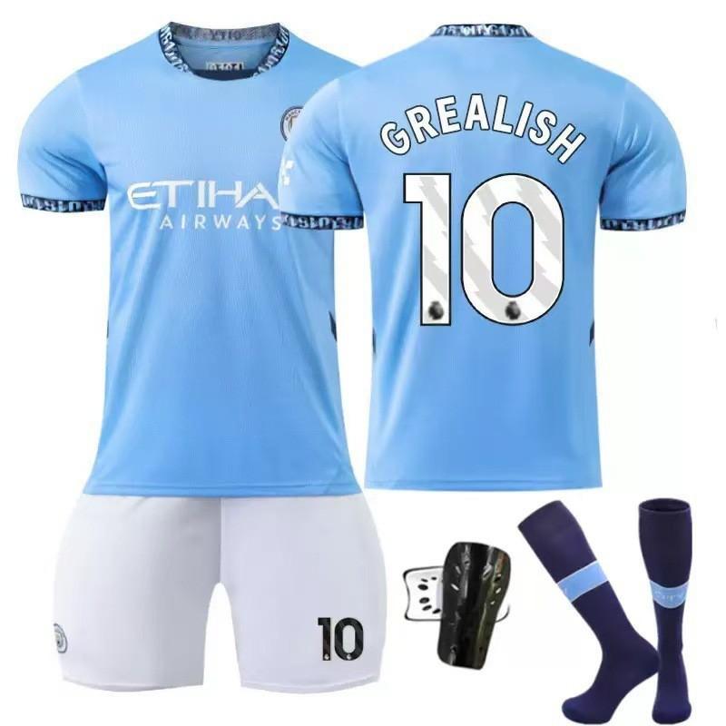 2425 Manchester City Jersey Home No. 9 Harland 17 De Braunet 10 Gralish Football Shirt Set