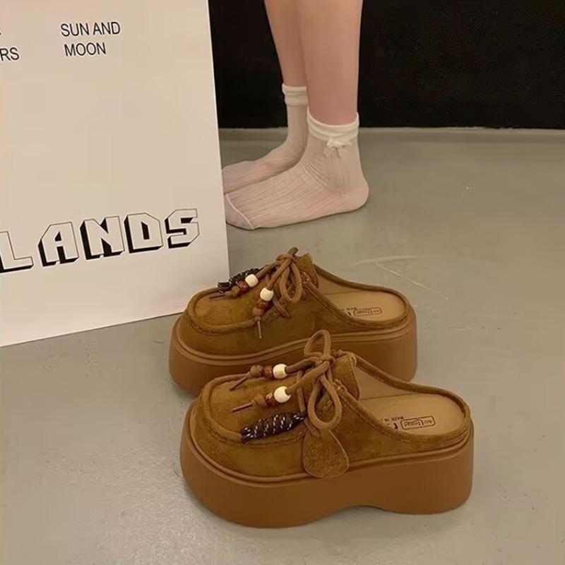 2025 Retro Thick Bottom Heightening Fashion Loafers Spring 2025 New Popular Single Shoes Rubber Version Sneakers