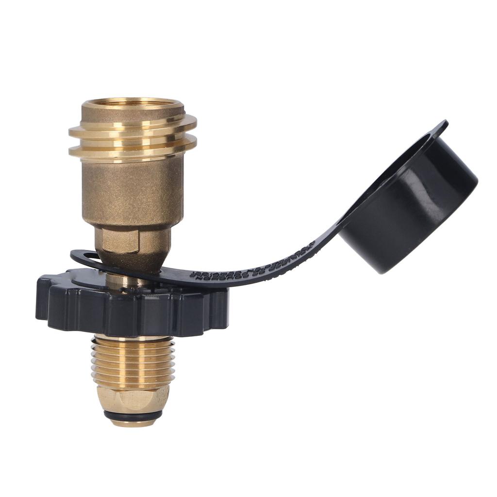 Brass Gas Tank Adapter Propane Refill Adapter with Black Handle POL Convert QCC1 Type 1