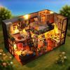 Mode Gasse Miniatur Puppenhaus Bausatz literarische Utopie handgefertigter Bausatz für Anfänger mit Acrylvitrine (TD43+Z)