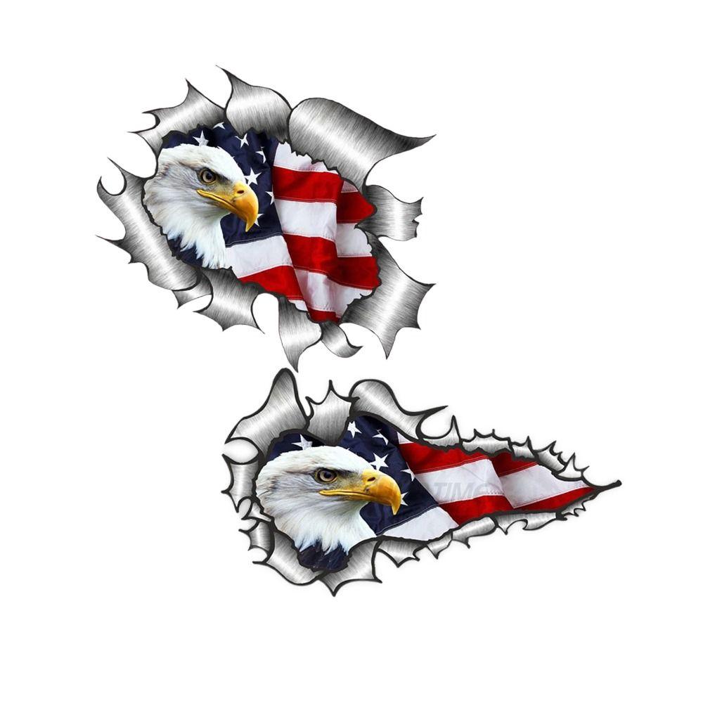 

2 шт., наклейки с флагом американского белоголового орлана из ПВХ, наклейка на бампер автомобиля в форме орла для автомобиля, грузовика, внедорожника