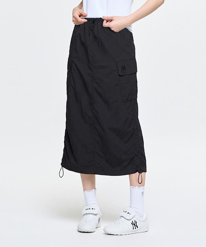 Emelbi Women'S Gorpcore Shirred Cargo Long Skirt Ny (D.Charcoal Grey)
