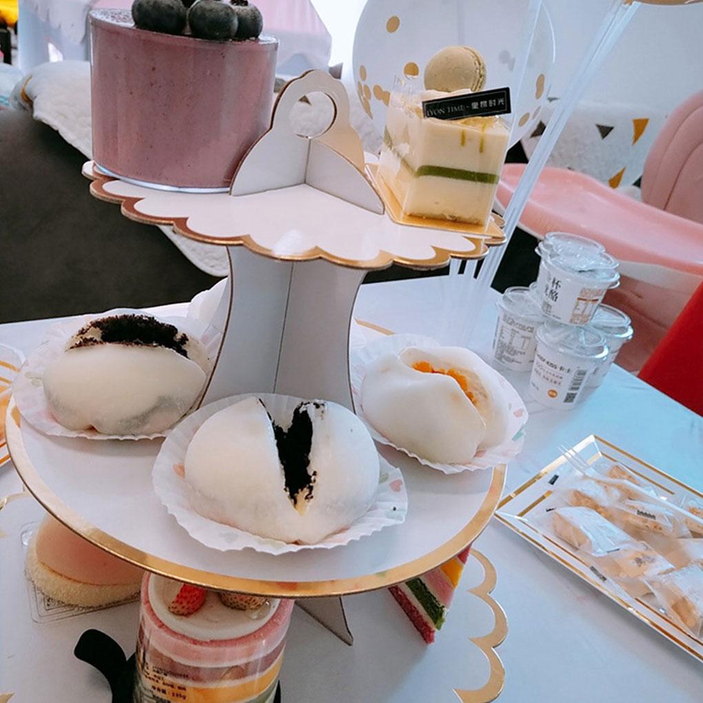 3-Tier Cake Stand Cupcake Mousse Snacks Food Display Holder Home Festival Wedding Anniversary Table Decoration Tray