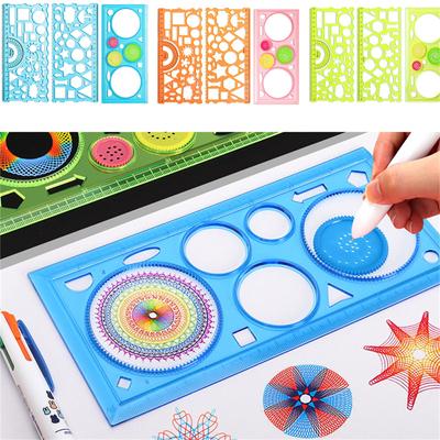 Geometry  Drawing Stencils Set Painting Template Art Crafts Creative Kids Educational Toy Variety Of Flowers Ruler