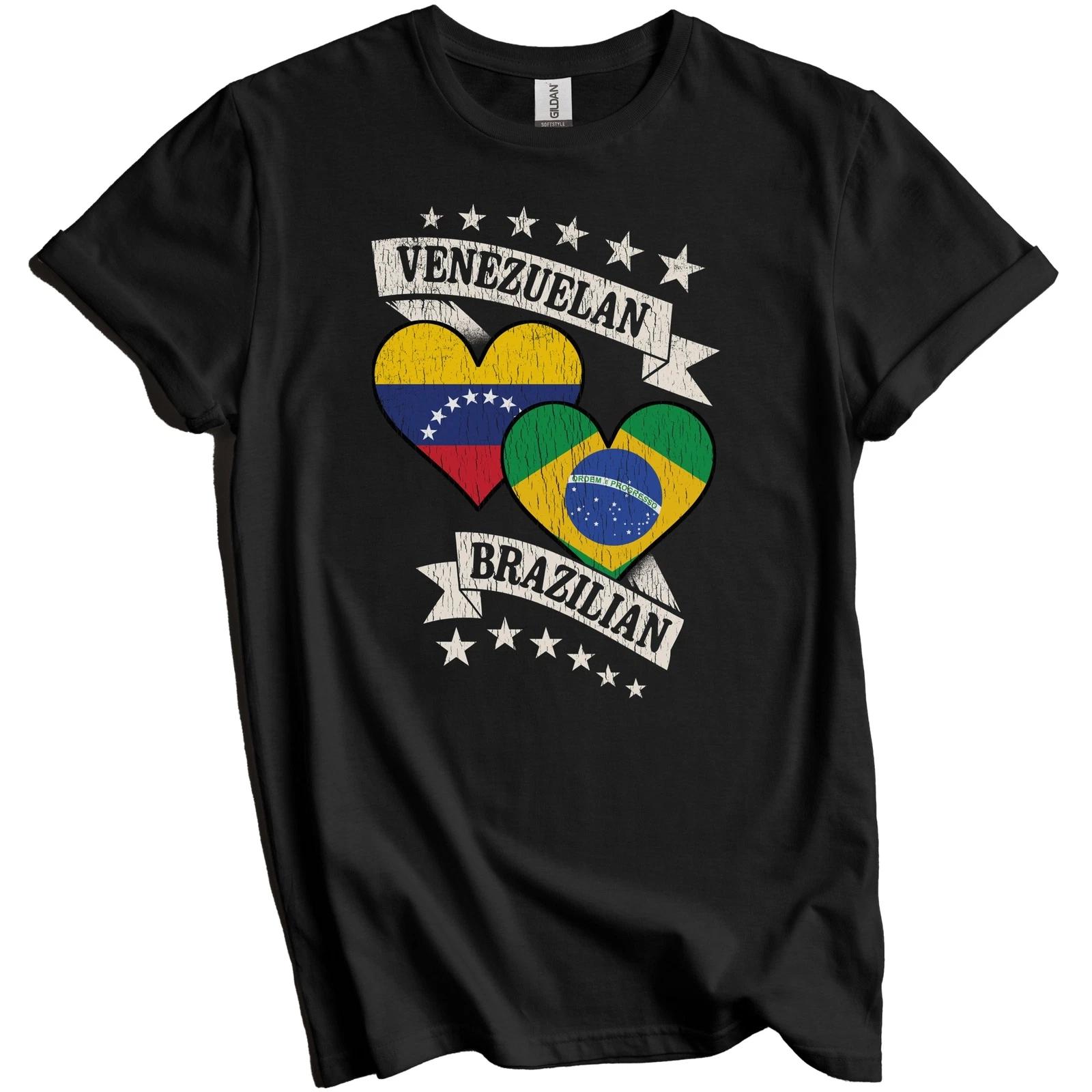 Venezuelan Brazilian Heart Flags Venezuela Brazil T-Shirt L