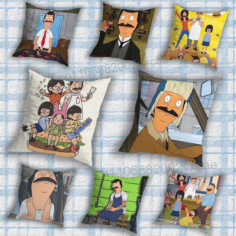Insomnibob Bobs Burgers Pillow Case Antidustmite Pillowcase Invisible zipper silky short plush Sofa cushion cover