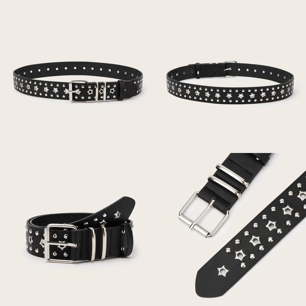 Solid Fashionable Color Star And Rivet Decor Women Casual Belt For Daily Use