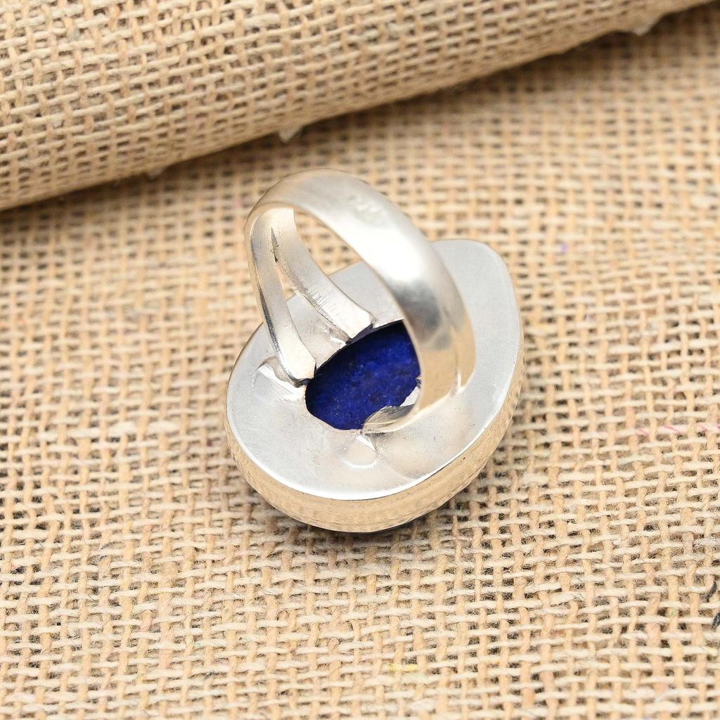 Lapis Lazuli Gemstone Handmade Solid 925 Sterling Silver Ring Jewelry For Women