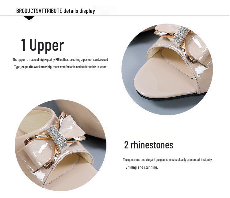 2022 Summer Mid-Heel Peep-Toe Bow Strap Stiletto Slippers for Women - Plus Size Available