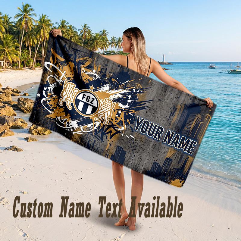 FC Zürich Design Beach Towel Custom Text Large Towel for Beach Vacation