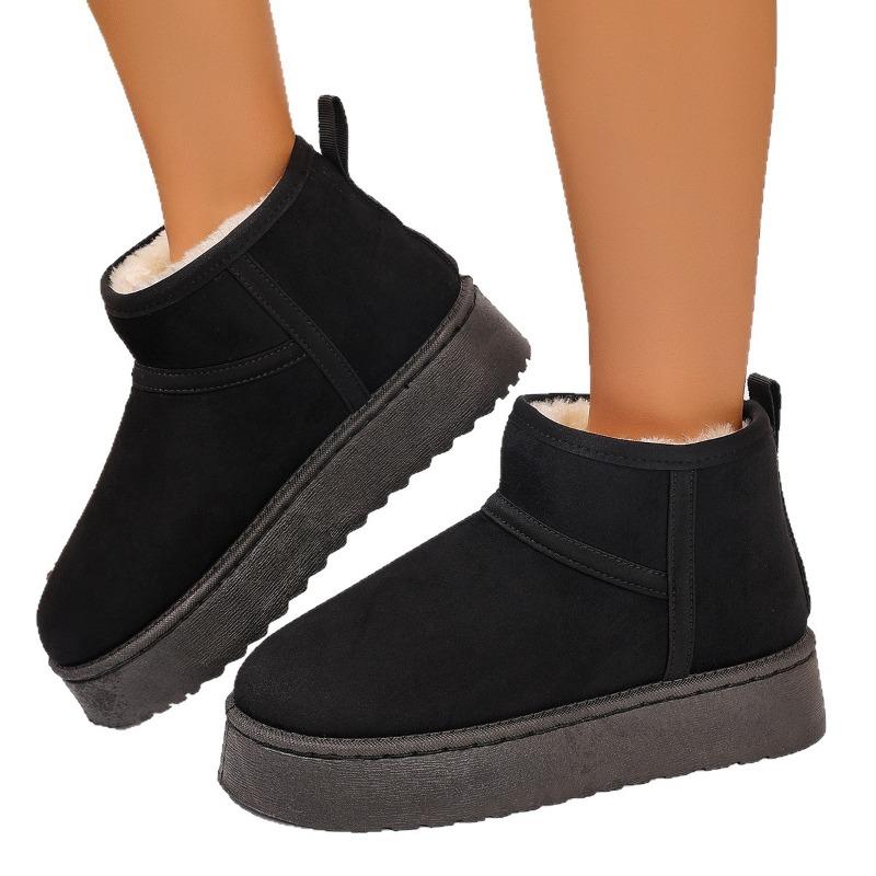 Cizme de zăpadă pentru femei cu lățime mare până la jumătatea gambei, botine cu platformă căptușite cu pluș, cizme calde de iarnă pentru femei