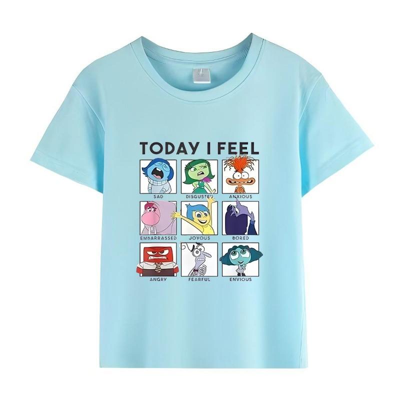 Disney Pixar inside out 2 'Today I Feel' T-Shirt for Boys & Girls Short Sleeve Casual Top Ages 3-12 Toddler Summer Clothing