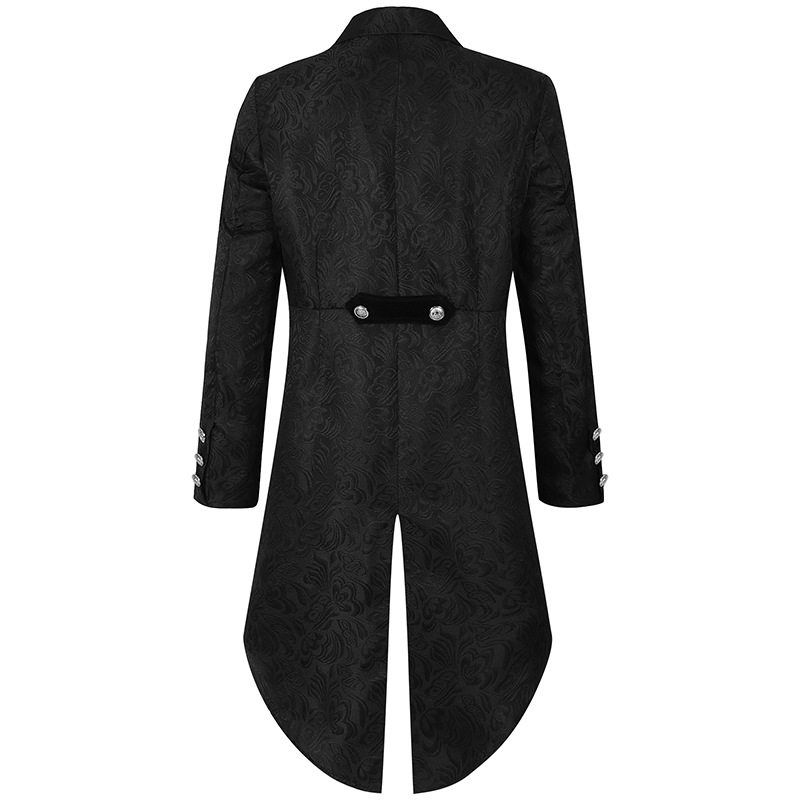2023Wish New European and American Men's Clothing Medieval Retro Clothing Men's Mid-Length Punk Retro Tailcoat for Men