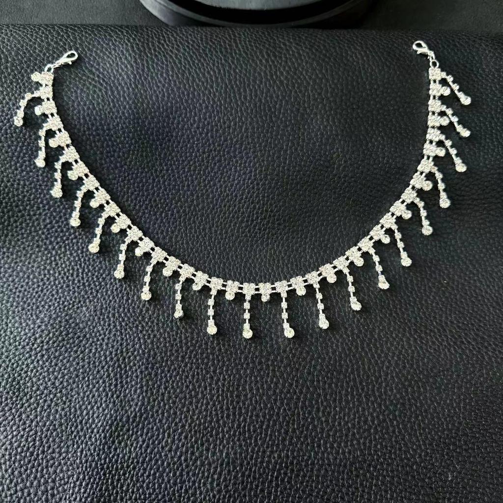 High-End Rhinestone Tassel Anklet: European & American Fashion Jewelry