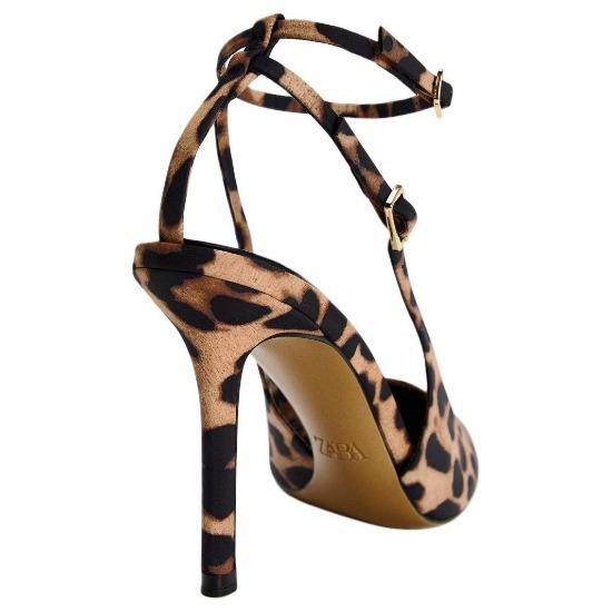 Zara Polyester Print Pointed Toe Stiletto Heels 9Cm Women Heels Leopard 12236410