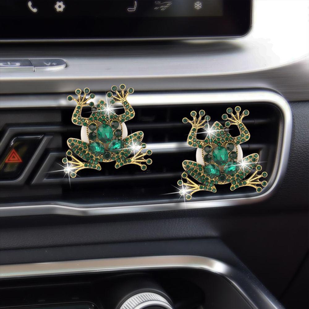 1 Buc Clip Drăguț Broască pentru Gura de Ventilație Auto, Clip Bling Odorizant de Aer, Difuzor Auto cu Strasuri, Decorațiune Creativă Accesorii Interioare Auto