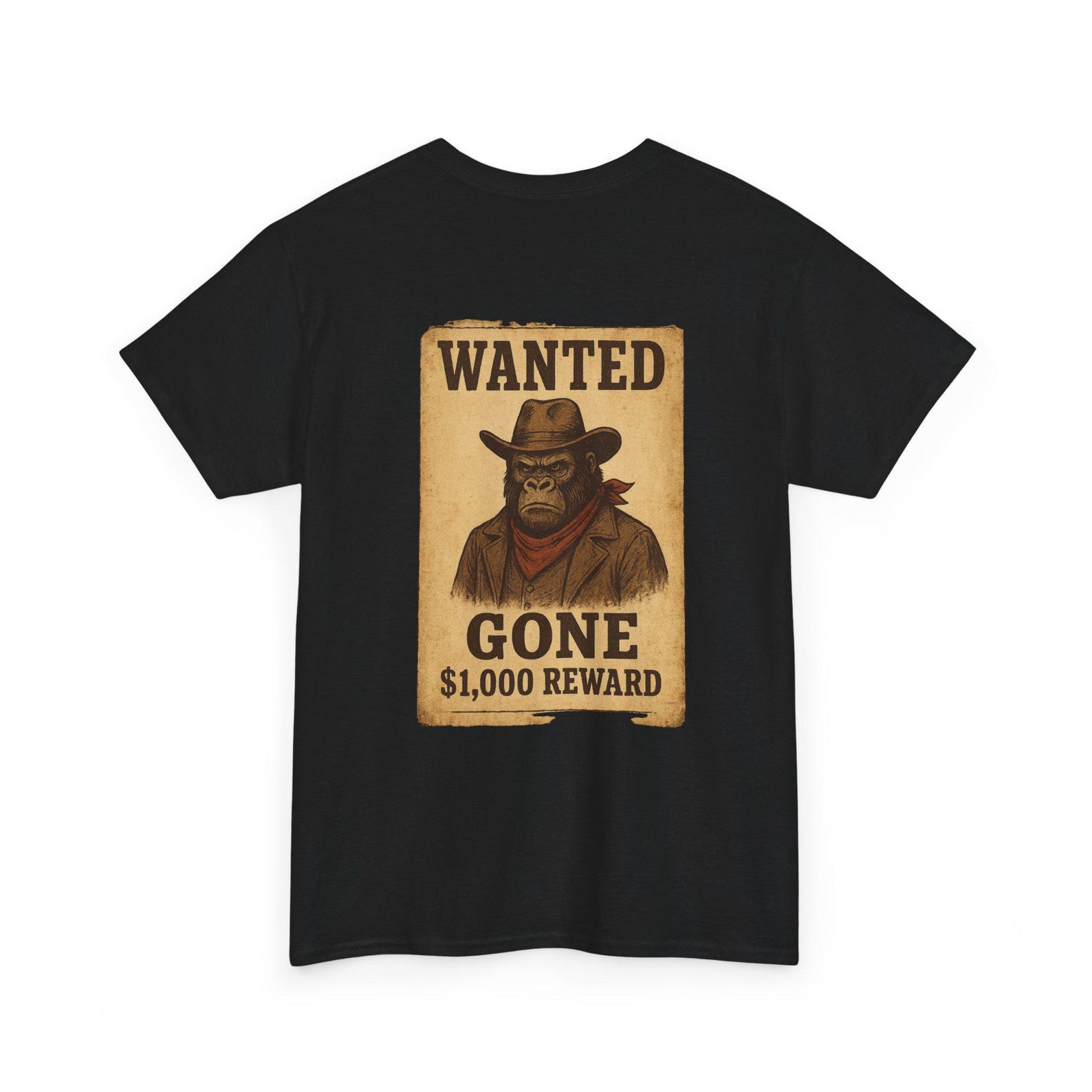 Wanted Gorilla Cowboy T-Shirt | Japanese Western Rodeo Design S