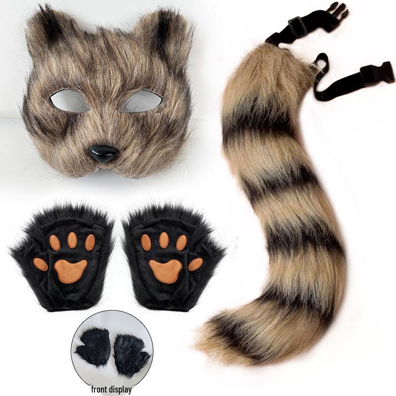 Mănuși de pluș Cosplay – Gheară de urs și lăbuță de pisică, cu degete tăiate – Accesorii drăguțe de Halloween