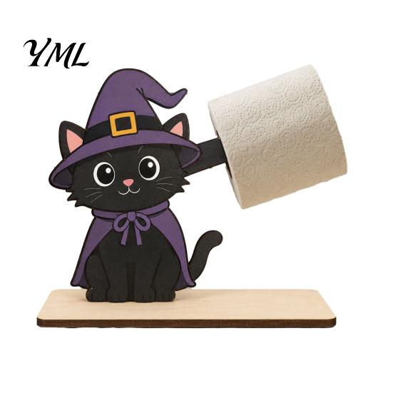 Funny Cartoon Skeleton Decor 2Pcs Halloween Paper Towel Holder, Animal Tabletop Roll Dispenser, Wooden Werewolf Decoration Tissue Stand for