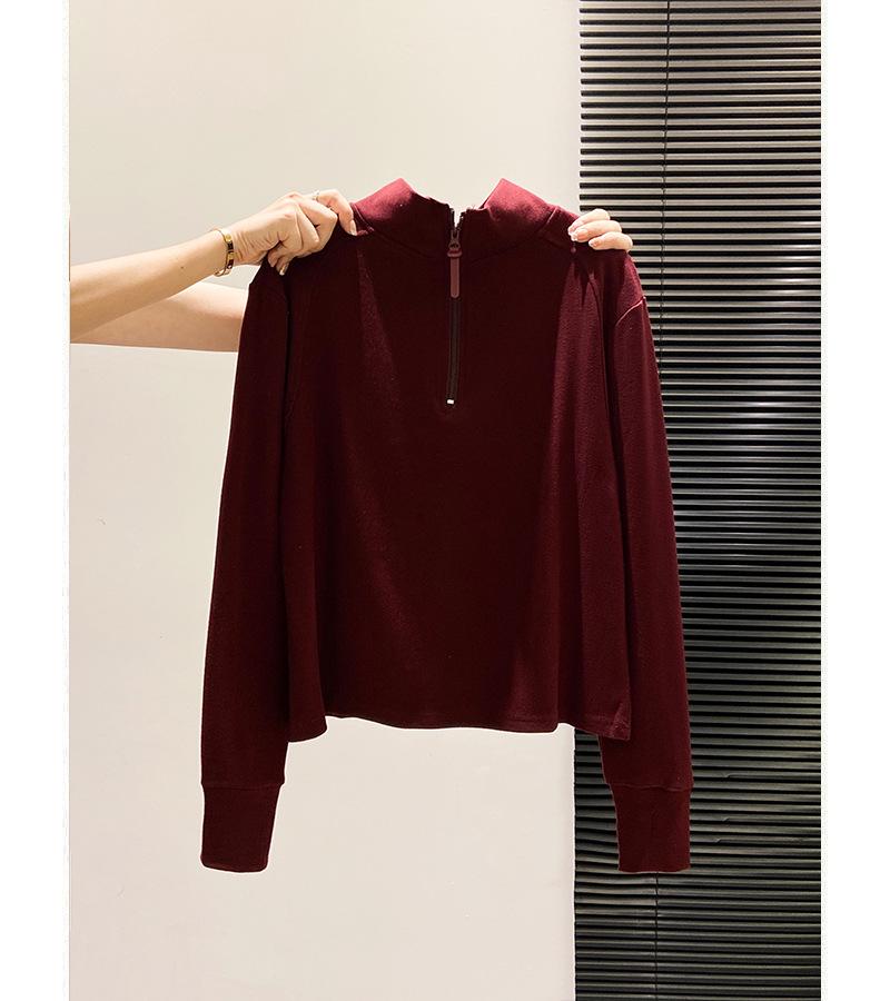 Damen Halbhoher Kragen Fleece Langarm T-Shirt 2025 Hoodie