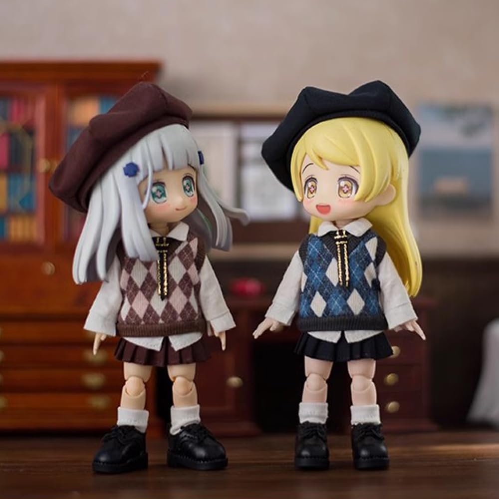 Niannyyhouse OB11 Doll Outfit Set Includes Hat, Shirt, Vest, Tie, Pants, Skirt, Shoes, Socks for 11cm BJD Dolls