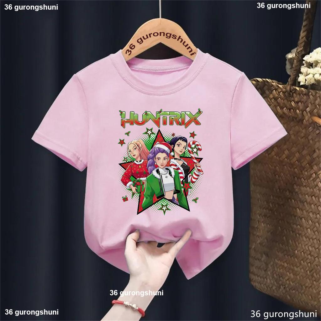 New Movie 'Ghostly Christmas Hunter' Graphic T-Shirt for Girls / Fashion Casual Short Sleeve Top for Holiday Parties