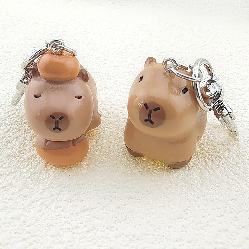 Kawaii 3D Capybara Keychain Cartoon Animal Keyring Bag Pendant Backpack Hanging Decoration Couple Key Holder Lovely Gifts